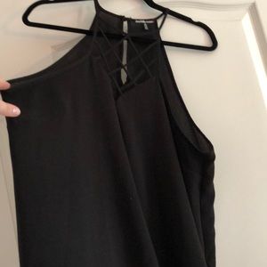 Black tank top with cage detail on chest